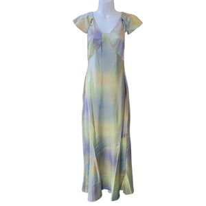 WEWOREWHAT Silky Charmeuse Watercolor Midi Slip Dress Size 0
